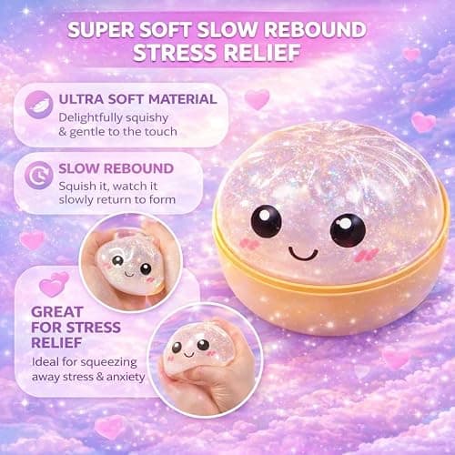 12PCS Glitter Dumpling Squishy, Mini Real Bun Dumplings Stress Relief Set Pack Box, Crazy Fun Balls Toys Fidget Cute Sensory for Anxiety Relief Toy Hand Relax, Birthday Gifts (Smiling) thumbnail 4
