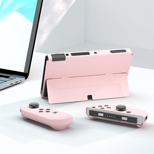 FANPL [Improved Version] Dockable Case for Nintendo Switch OLED 2021, Protective Case Cover for Switch OLED and Joy Con Controller - Strong and Durable, Not Easy to Fall Off (Pink) thumbnail 7