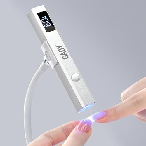 GAOY Handheld UV Light for Gel Nails with Stand, Cordless Nail Lamp, Silver | Rechargeable, LCD Display, USB, Nail Dryer, Fast Curing, Nail Fix, Travel, DIY at Home Salon, Gift for Women, Manicurist - Image 1