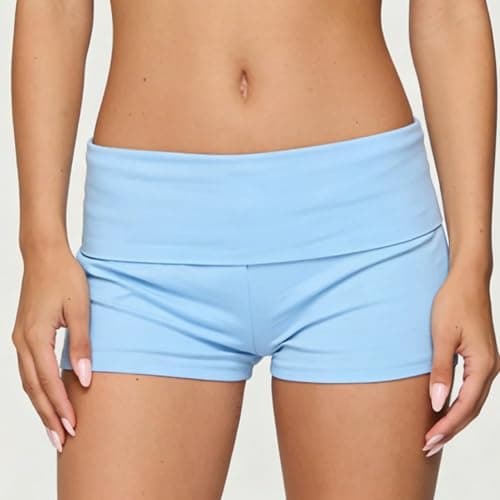 KMBANGI Womens Fold Over Shorts Elastic Waist Y2k Lounge Shorts Foldover Cute Pajama Micro Bottoms Mini Shorts Sleepwear thumbnail 4