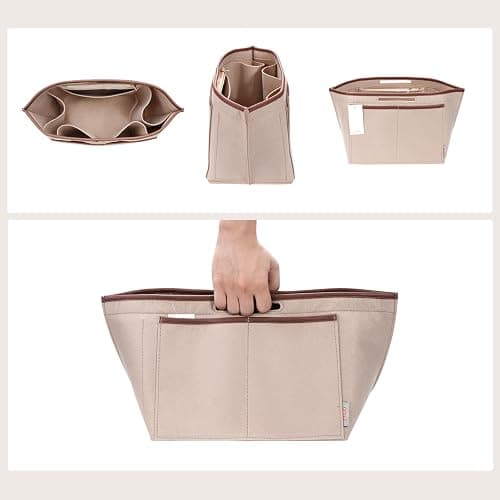 ZTUJO Premium Felt Longchamp Le Pliage Organizer Insert, Compatible with Longchamp Le Pliage Energy, Shoulder Bag, Top Handle, Xtra (Beige, Medium) thumbnail 4