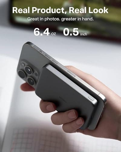 TORRAS MiniMag Power Bank,Ultra-Slim 10,000mAh Magnetic Wireless Portable Charger, 22.5W Fast Charging iPhone Air Magnetic Battery Pack Designed for iPhone 17 Pro Max/17 Pro/Air/16/15/14/13/12, Gray thumbnail 9