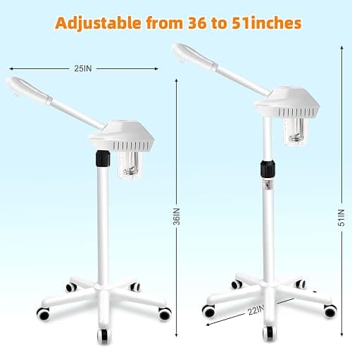 Professional Facial Steamer, Face Steamer on Wheels, SPA Ozone Steamer, Standing Face Steamer for Spa, Salon and at Home Use thumbnail 7