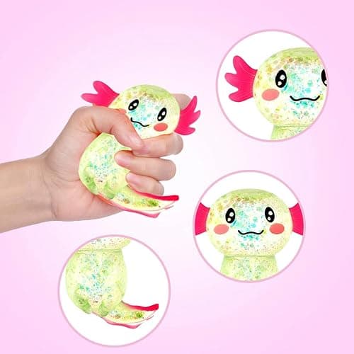 Sezua Squishy Fidget Stress Ball - Taba Squishies Squeeze Sensory Axolotl Toys, Axolotl Squishy Sugar Stress Ball Toys for Adults Kid, Glitter Salamander Gift for Party Birthday Christmas thumbnail 6
