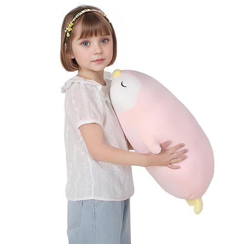 FFxiong 22" Pink Penguin Stuffed Animal Large Plush Toy Cute Soft Body Pillow Big Penguin Plushies Doll Gift for Kids Girl Boy Birthday Valentines thumbnail 3