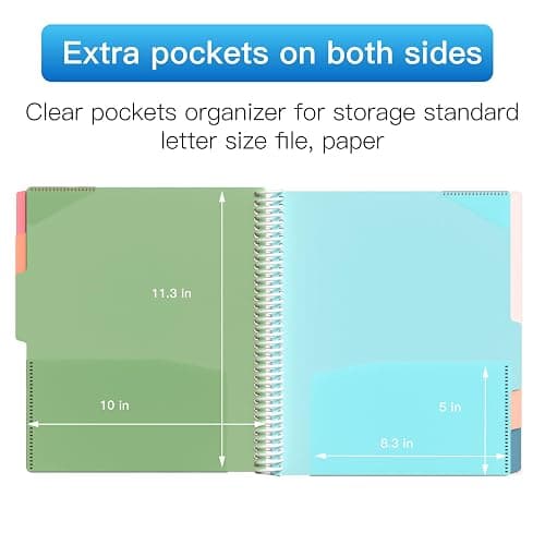 12 Pocket Plastic folders with Pockets, 6 Colors, Folders Dividers, White | Multi Pocket Folder, Binder Dividers, Multi-Subject Project Organizer, for Office, School Supplies, Letter Size thumbnail 4