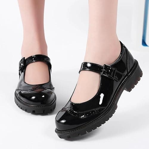 XSE Mary Jane Shoes Women Black Platform Mary Janes for Womens Flats Non Slip Loafers School Office Dressy Casual Work Shoes thumbnail 8