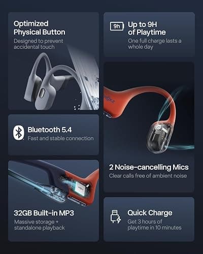 SHOKZ OpenSwim Pro - Open-Ear Bluetooth & MP3 Bone Conduction Sport Headphones, Swimming Headphones, IP68 Waterproof, Grey thumbnail 8