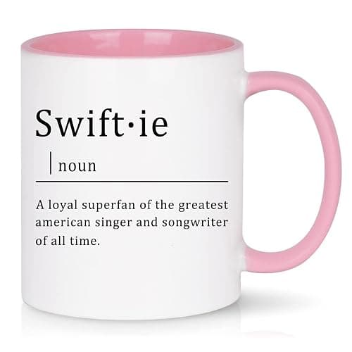 Toshiy Music Lover Coffee Mug, Swifie Mug, Musician Cup for Woman Christmas White Elephant Gifts for Music Lovers Fans 11OZ Pink - Image 1