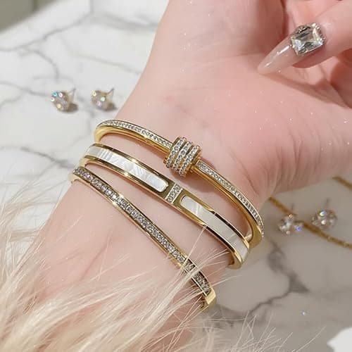 5-Piece Elegant Stainless Steel Bracelet Set, Fashionable Classic Design, Gold Bead Bracelets for Men and Women, Non Tarnish Bangle, Elegant Bracelet Set for Everyday and Formal Wear thumbnail 6