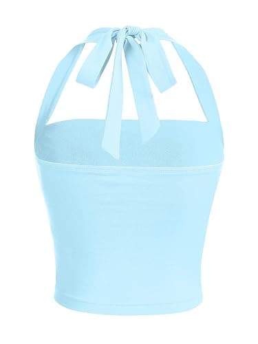 SOLY HUX Women's Ruched Halter Y2K Crop Tops Tie Back Sleeveless Slim Fit Cami Tops thumbnail 4