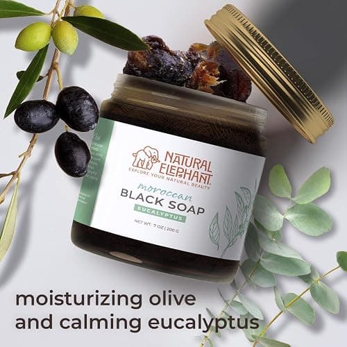 Natural Elephant Moroccan Black Soap With Eucalyptus Essential Oil 200g (7oz) thumbnail 6