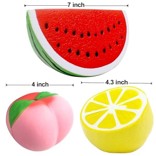 6PCS Jumbo Squishies Slow Rising Strawberry Peach Banana Lemon Watermelon Pineapple Charms Fruit Squishies Cream Scented Stress Relief Kawaii Toys for Kids and Adults thumbnail 3