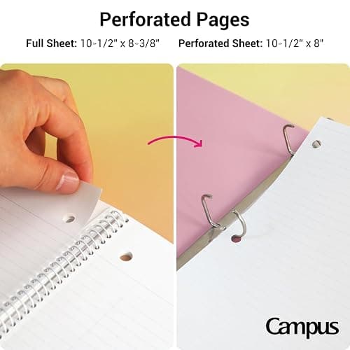 KOKUYO Spiral Notebook, 3 Pack Campus 10-1/2" x 8" Subject Notebooks with College Ruled, 80 Sheets, 3 Holes School Spiral Journal for Work Study Note Taking (Yellow, Orange, Purple) thumbnail 5