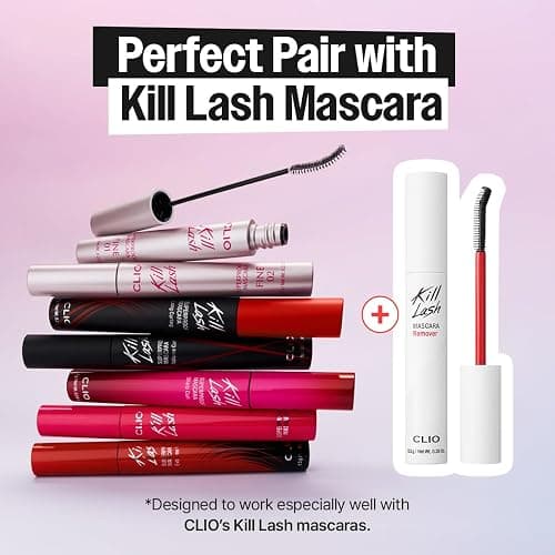 CLIO Kill Lash Mascara Remover, Waterproof Eye Makeup Remover with Curved Precision Brush, Oil Cleanser for Superproof Mascara and Lash Base, No-Rub Gentle Cleansing, Safe for Sensitive Eyes thumbnail 7