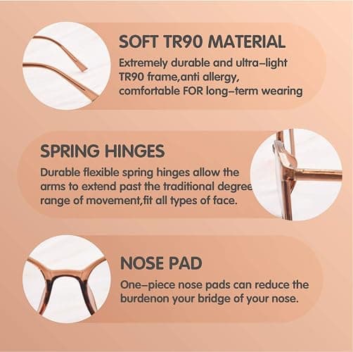 FONHCOO Blue Light Blocking Glasses Women Men Computer Eyeglasses,TR90 Fashion Round Transparent Anti Blue Light Glasses with Anti Eyestrain & UV Glare for Gaming & Reading (Coffee) thumbnail 7