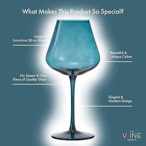 Terracotta Mars Collection Colored Crystal Wine Glass Set of 5, Gift For Him, Mom Dad Friend - 20 oz Glasses, Unique Italian Style Tall Drinkware - Red & White, Beautiful Glassware thumbnail 4