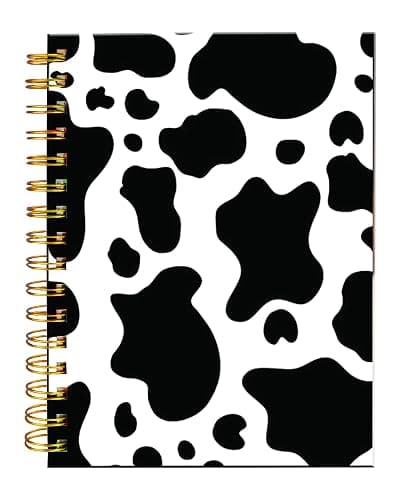 iampanda Spiral Journal Notebook,Strong Twin-Wire Binding with Premium Paper for Girl Women,Cute 60 Sheets A5 College Ruled Notebook/Journal,Perfect for School Office Home Gifts,Black White Cow Print - Image 1