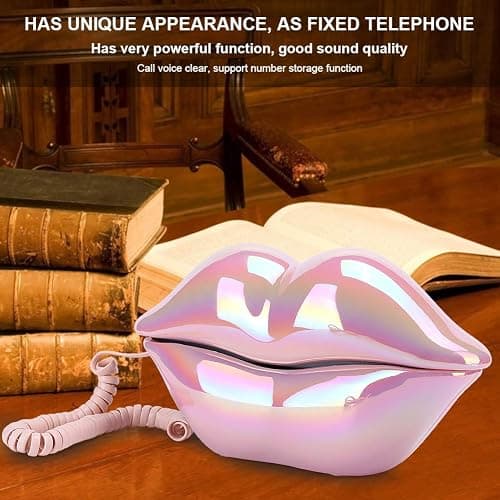 Corded Sexy Lip Telephone, Real Work Mouth Landline Phones, Wired Lip Phone for Decoration/Home/Office/Art Decor thumbnail 4
