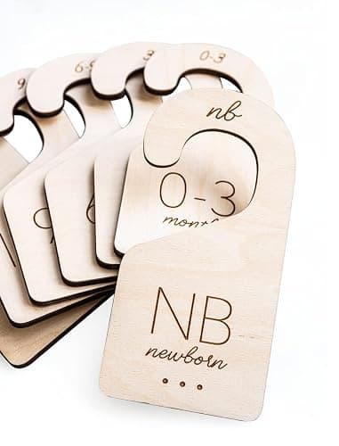 Baby Clothes Organizer – Baby Clothes Dividers for Closet – Wood Size Dividers for Newborn to 24 Months, Nursery Organizer, Large 1in Letter Size (Set of 7) - Image 1