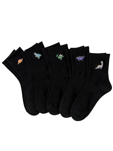 SHENHE Women's 5 Pairs Graphic Letter Print Running Mid Calf Crew Socks | Cute, Casual, Summer, Fall - Image 1