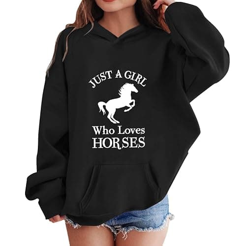 Generisch Girls Hoodies & Sweatshirts Winter Warm Fleece Jumper with Pocket Cute Horse Print Casual Long Sleeve Hoodie for Kids thumbnail 2