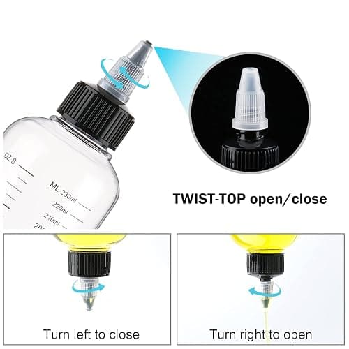 Cosywell Applicator Bottle for Hair Dye 8.5oz 2 Pack With Graduated Scale, Twist-On Top Tip Cap, Empty Plastic Color Oil Squeeze Bottles thumbnail 4