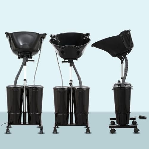 Portable Shampoo Bowl with Electric Pump (Pack of 1) | Adjustable Basin Height, Dual-Bucket Design with Drain Hoses | Home & Barber Use | thumbnail 7