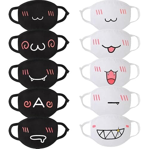 Generic 10pcs Cute Face Mask for Women & Men, Black White Pink Reusable Washable Cotton Full Face Protection for Adult Teens - Image 1