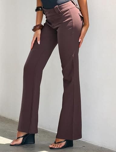 Tiger Mist Women's Kittie Low-Rise Trousers with Buttoned Waistband and Flare Leg thumbnail 3