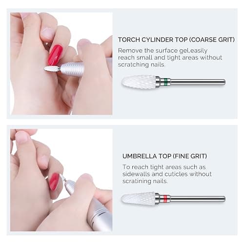 MelodySusie Ceramic Nail Drill Bits Set, 3/32'' (2.35mm) Professional Acrylic Nail File Drill Bit for Manicure Pedicure Cuticle Gel Nail Polishing 5Pcs thumbnail 5
