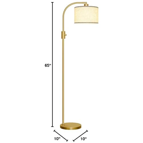 Nintiue Upgraded Modern Arc Dimmable Tall Standing Floor Lamp with Linen Shade, 1200 Lumens LED Bulb Included, for Living & Reading Room, Bedroom, Office & Nursery, Gold thumbnail 9