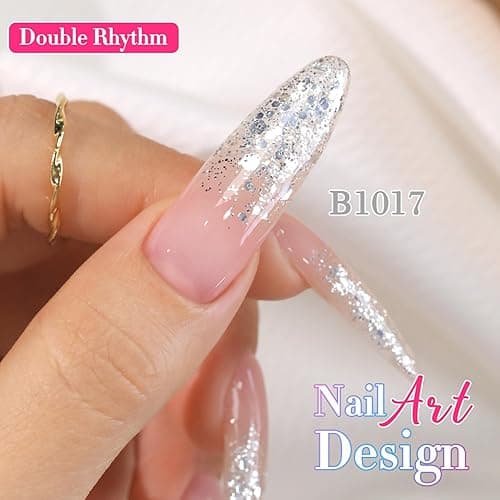 Double Rhythm 0.5 Oz Glitter Gel Polish Set of 6 Color with Display Board 15 ml Full Size Kit Shimmer Reflective Sparkle Soak Off Manicure Salon DIY at Home (Gold Blue Silver Purple Pink-T6-37) thumbnail 8