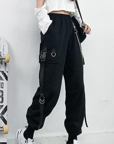 Kisswow Women’s Cargo Pants with Chain – Utility Streetwear Pants, Casual Joggers for Modern Style thumbnail 4