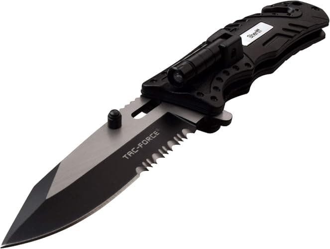 MTECH USA TAC Force TF-835 Series Spring Assist Folding Knife, Two-Tone Half-Serrated Blade, 4.5-Inch Closed thumbnail 4
