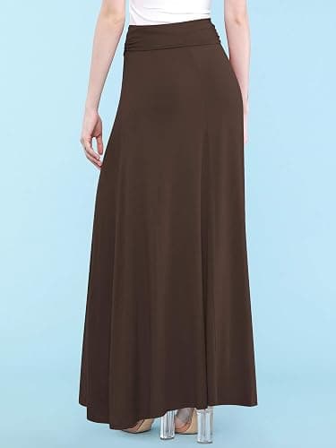 Made By Johnny Women's Solid Basic Lightweight Floor Length Flare Long Maxi Lounge Skirt (S~3XL) thumbnail 5