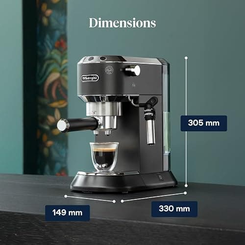 De’Longhi Dedica Style - Perfetto Machine à Expresso Compacte, Mousseur de Lait Manuel pour Expresso et Cappuccino, Compatible Dosettes ESE, Panneau de Commande à Boutons, Largeur 15cm, Noir(EC685.BK) thumbnail 2