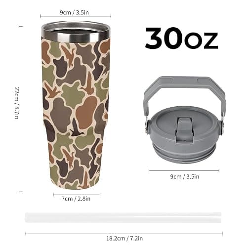 GemGam Stainless Steel Tumbler with Lid And Straw 30 Oz Top Handle Duck Hunter Camouflage Leakproof Vacuum Insulated Water Bottle for Car Travel thumbnail 2