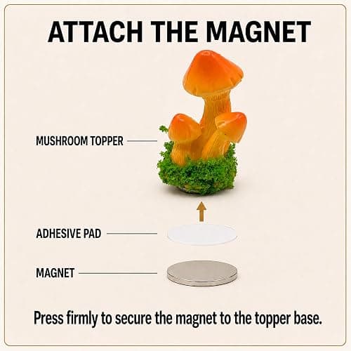 8 Pack Mushroom Door Hinge Toppers, Colorful Magnetic Resin Hinge Heads | Eight colorful resin mushroom hinge toppers add cottagecore charm to doors, cabinets and compatible magnetic surfaces. thumbnail 4