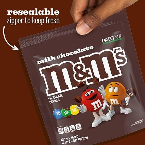 M&M'S Milk Chocolate Candy, Party Size, 2.4 lb Resealable Bag for Parties, Baking & Sharing thumbnail 5