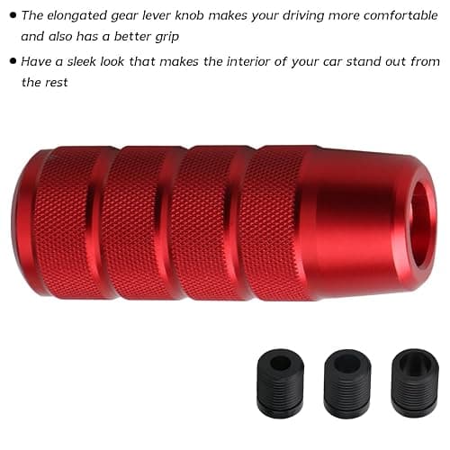 Osilly 95mm/3.74" Car Shifter Knob, Aluminum Weighted Automotive Gear Shift Manual knobs Lever with 3 Threaded Adapters M8 M10 M12 x 1.25, Universal for Manual Transmission Vehicle (Red) thumbnail 4