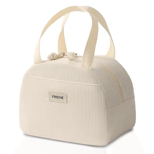 Baglemon Lunch Bag for Women Men Cute Corduroy Lunch Tote Bags Reusable Insulated Lunch Box Large Capacity Reusable Insulated Cooler for Work/Picnic/Travel (Corduroy Beige) - Corduroy Beige - Image 1