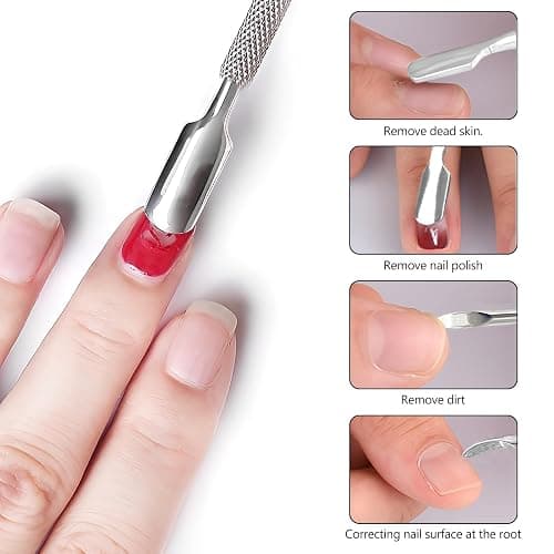 5-Piece Dual-Sided Cuticle Pusher Set - Professional Stainless Steel Manicure Pedicure Nail Care Tools thumbnail 6