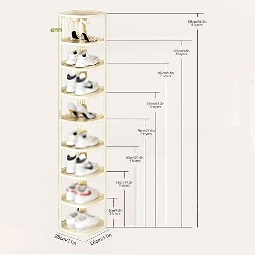 JHDXL Rotating Shoe Rack, Household Essentials, Vertical Spinning Shoe Display Lazy Susan, Spinning Shoe Display Lazy Susan, Handbag Rotate Tower Closet Organization(87cm/34.3in) thumbnail 2