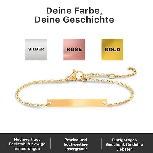 Personalisierte Geschenke Frauen | Personalisiertes Armband | Armband mit Gravur | Geschenk Freundin | Geschenke für Taufe, Valentinstag, Weihnachten, Frau und Freundin thumbnail 3