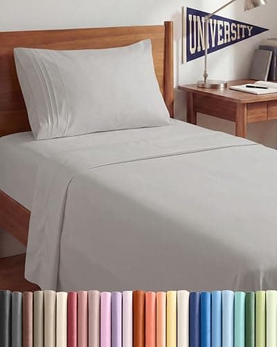 Twin XL Size 3 Piece Sheet Set - Comfy Breathable & Cooling Sheets - Hotel Luxury Bed Sheets for Women & Men - Deep Pockets, Easy-Fit, Soft & Wrinkle Free Sheets - Light Grey Oeko-Tex Bed Sheet Set - Image 1