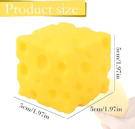 Cheese Squishy, Various Shapes Big Brain Cheese Stress Ball Realistic Design, Anxiety Relief Fidget Toy Sensory Toys For Adults & Kids (C(5cm)) thumbnail 3