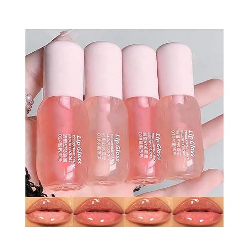 Baorder 4Pcs Cute Hydrating Jelly Lip Gloss Oil Set for Women and Girls | Clear,Fruity Flavor Moisturizing Lip Balm,Glossy and Shiny Lip Primer Lipgloss,Lip Care Makeup,Party Gift - Image 1