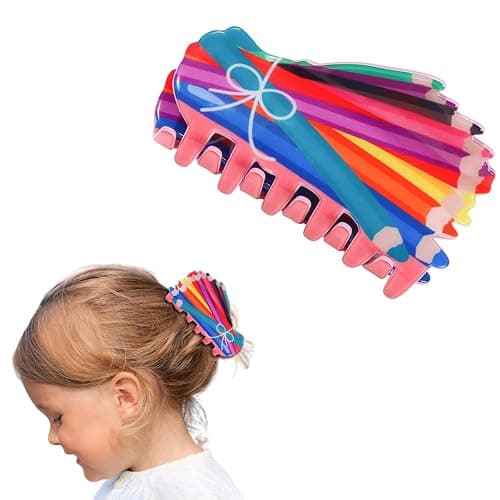 Back to School Hair Clips for Students and Girls Pencil Hair Claw Clips for Thin Thick Hairs Teacher Accessories Strong Hold Jaw Barrette Cute Matte Banana Clip for First Day of School Party - Image 1