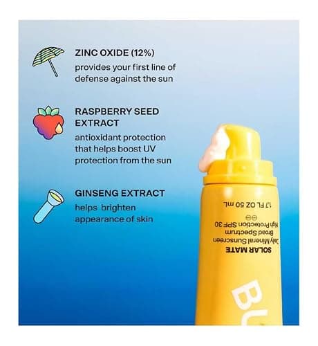 Bubble Skincare Solar Mate Mineral Face Sunscreen Broad Spectrum SPF 40 - Zinc Oxide Sunscreen with Blue Light Protection & Ginseng Extract - Sheer, Lightweight Coverage With No White Cast (50ml) thumbnail 2